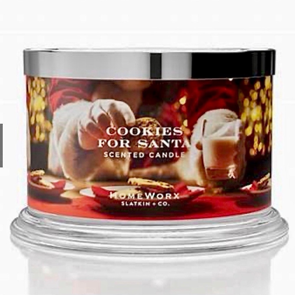 Cookies for Santa Slatkin 18-oz 4-Wick Candle.  Christmas Glass Candle. New